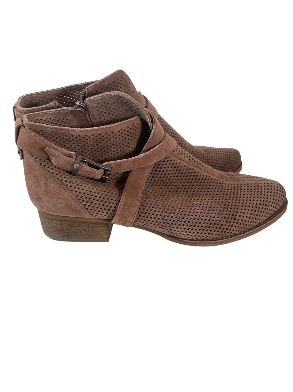 Vince Camuto Women’s Brown Perforated Buckle Ankle Boot Bootie Size 9.5